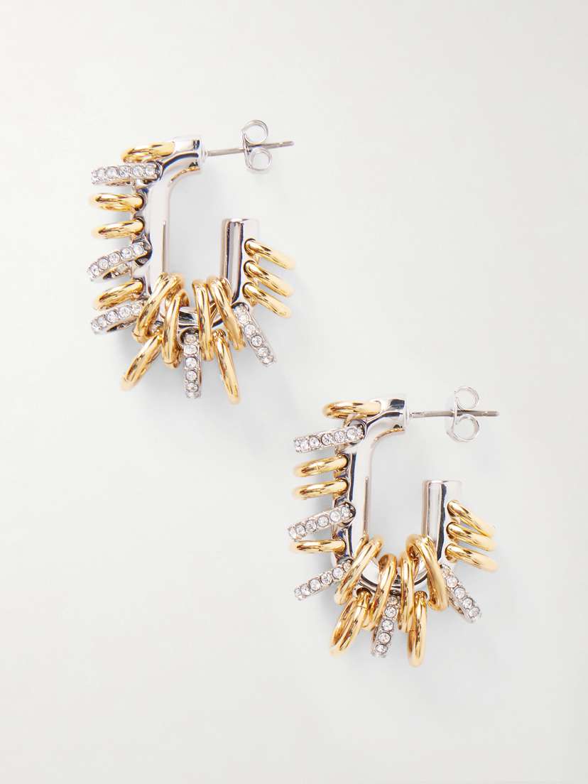 Rabanne Punk Xl Two-tone Silver And Gold Earrings