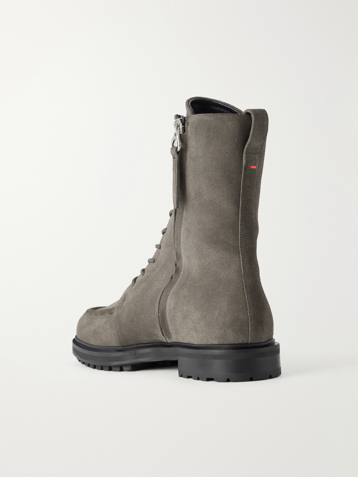 Aeyde Plain Colour Suede Ankle Boots In Gray