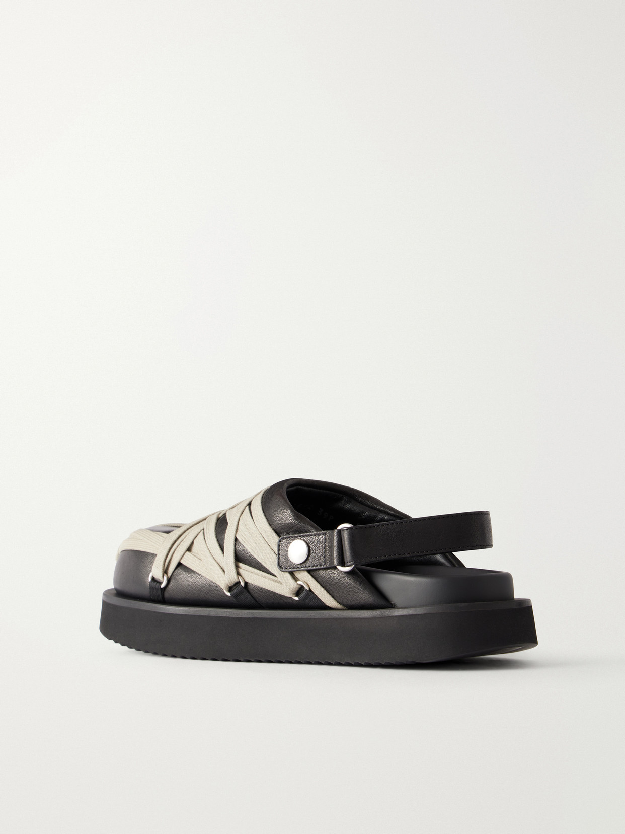 Rick Owens Leather Flat Sandals With Adjustable Strap And Shark-tooth Sole In Multi