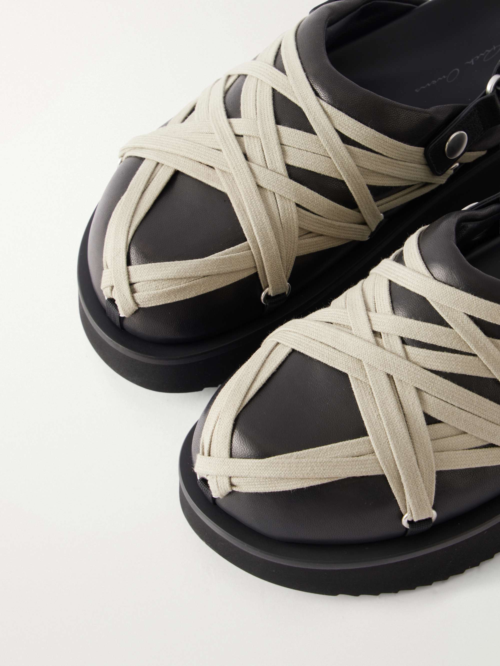 RICK OWENS Megalace platform leather mules | NET-A-PORTER
