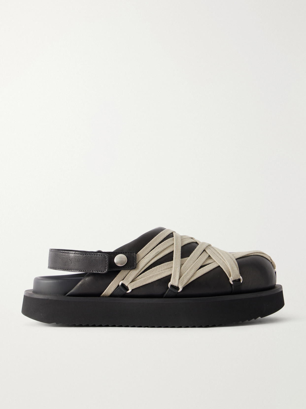 Rick Owens Megalace Platform Leather Mules In Black