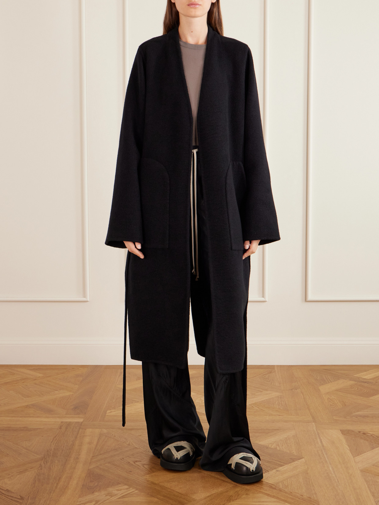 Rick Owens Leather Flat Sandals With Adjustable Strap And Shark-tooth Sole In Multi