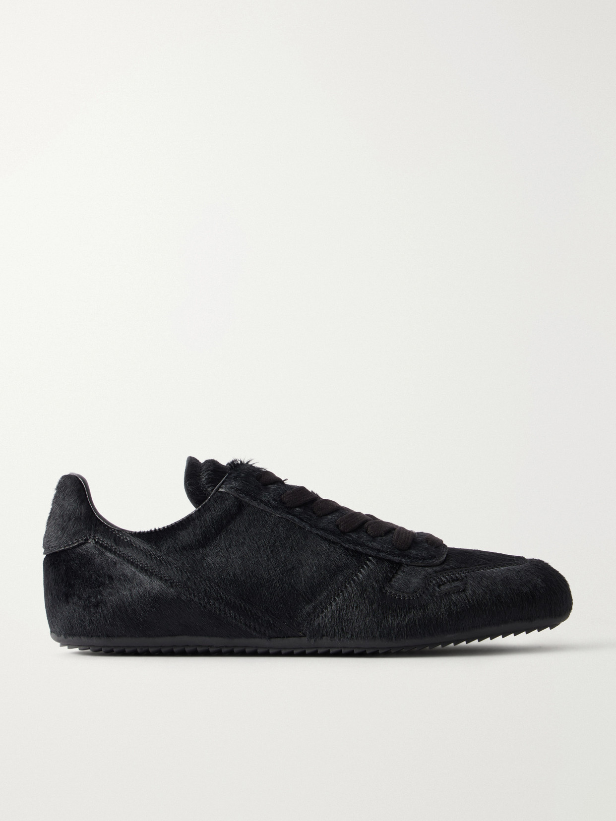 Rick Owens Minimal Sneaks Calf-hair And Leather Sneakers In Black