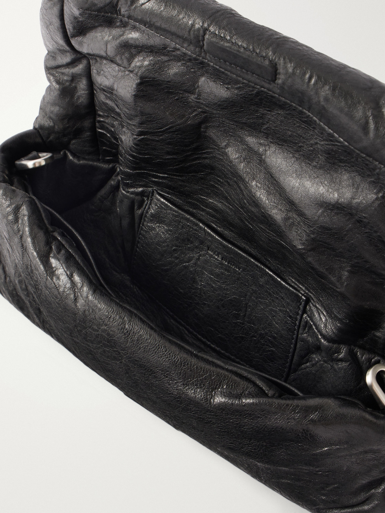 Baguette Logo-Debossed Crinkled Leather Clutch