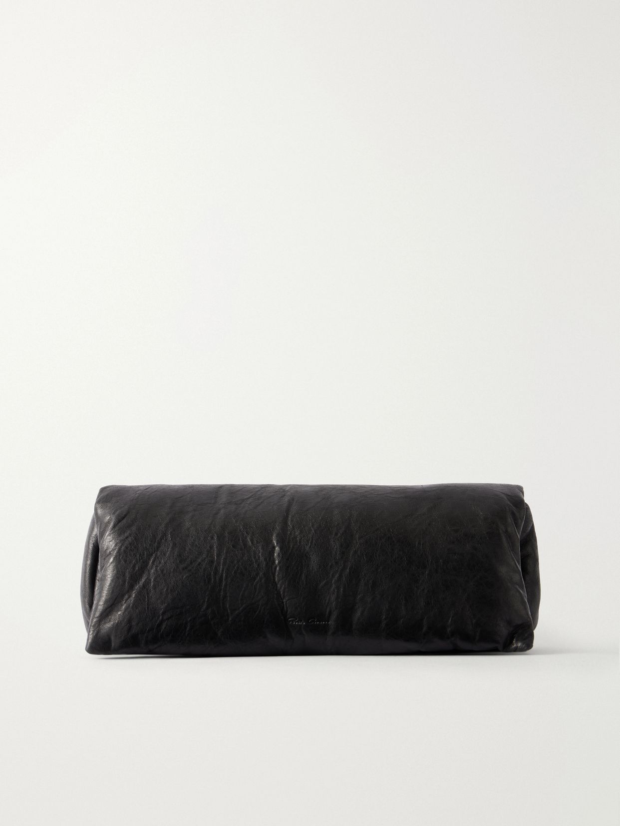 Baguette logo-debossed crinkled leather clutch