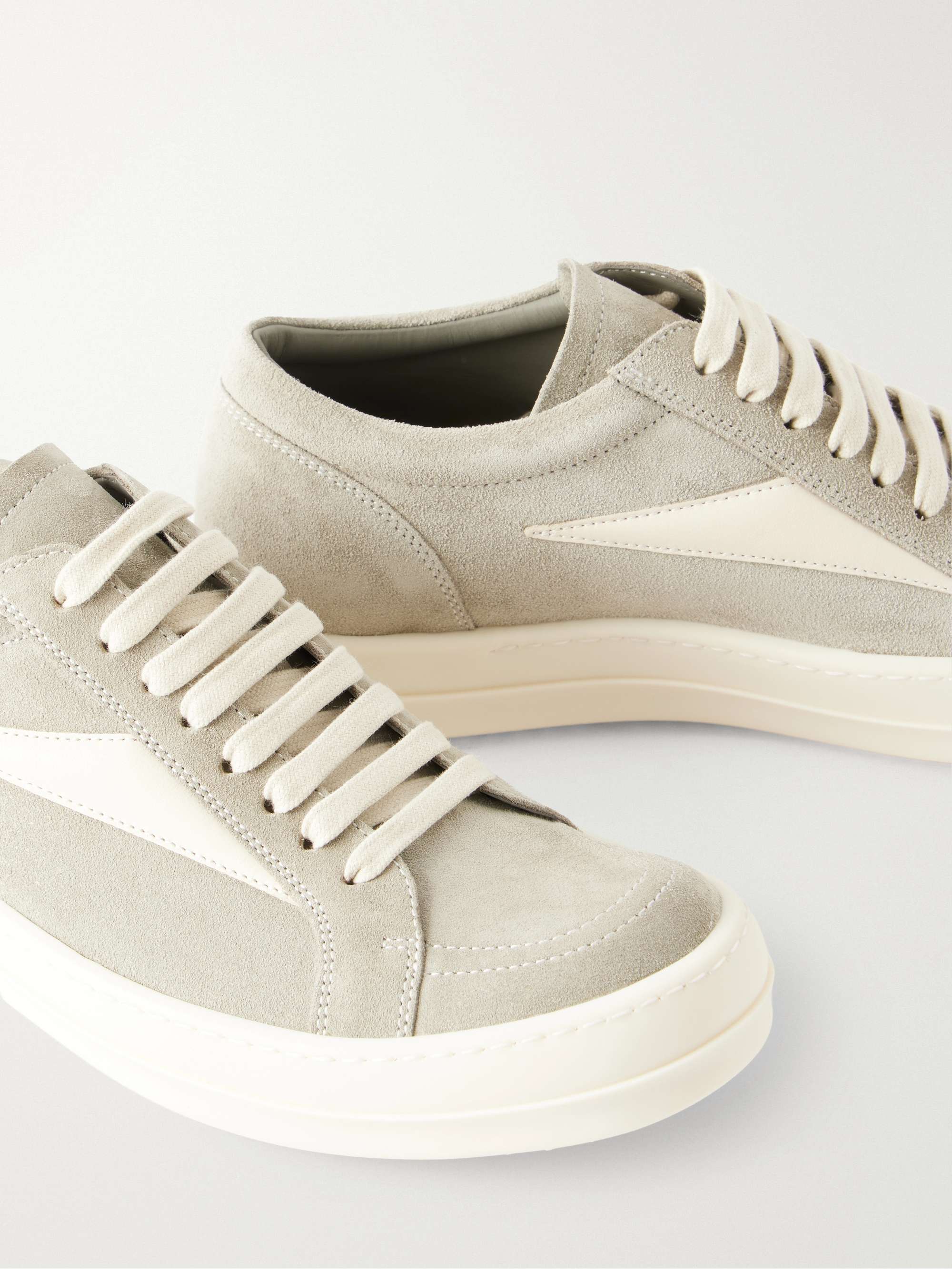 RICK OWENS Vintage suede-trimmed leather sneakers | NET-A-PORTER