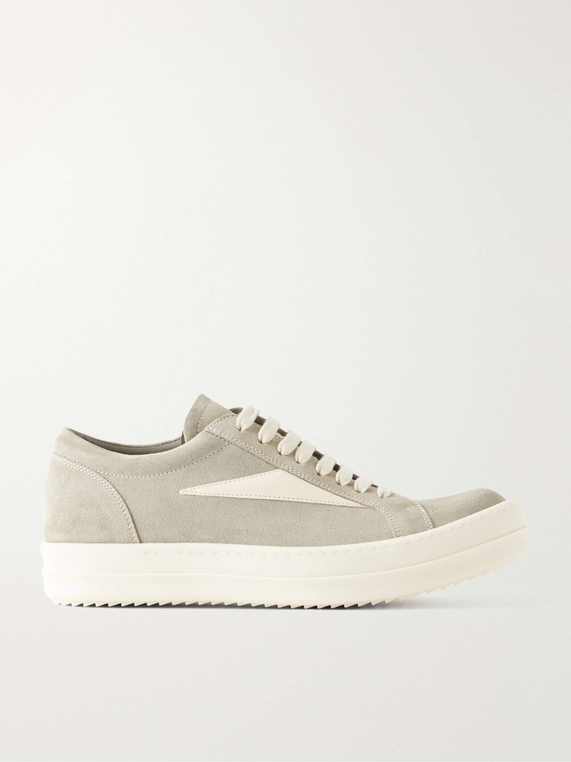 RICK OWNS × CH - INSPIRED KICKS RICK OWENS Vintage suede-trimmed leather sneakers | NET-A-PORTER