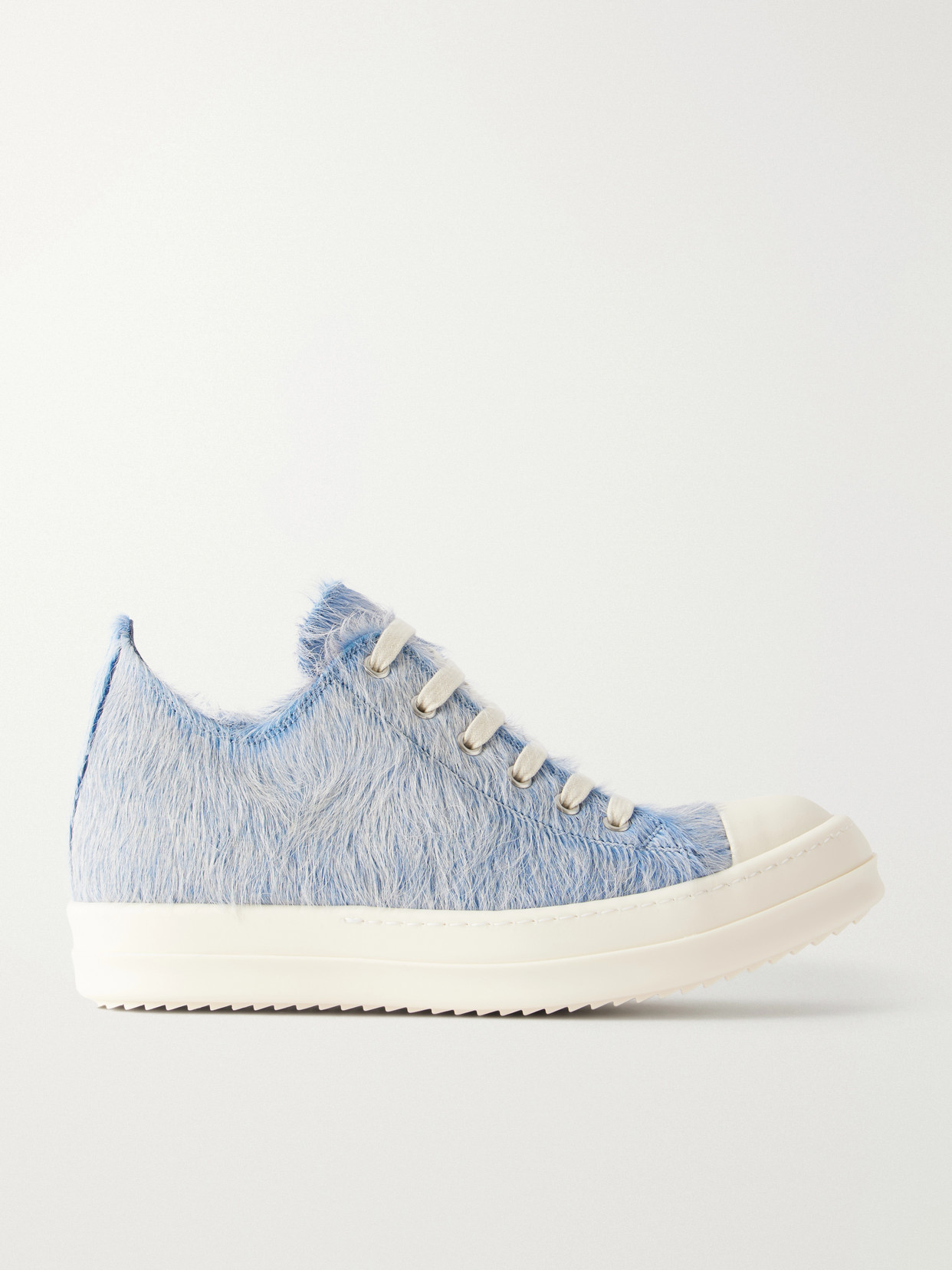 Rick Owens Ramones Calf-hair And Leather Sneakers In Blue