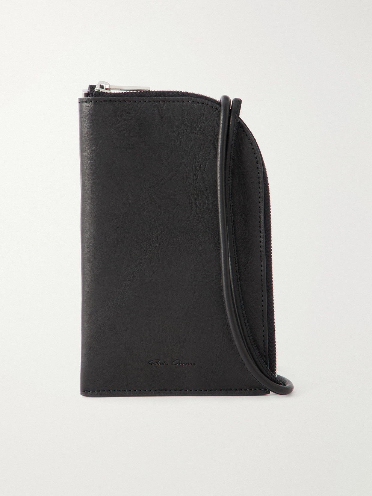 Rick Owens Leather Crossbody Wallet In Black