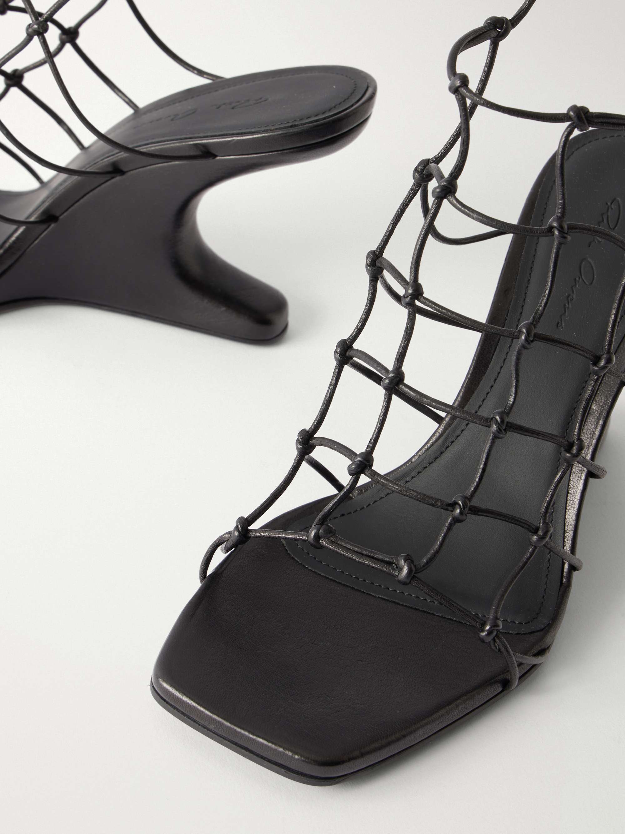 RICK OWENS Cantilever 80 leather wedge sandals | NET-A-PORTER