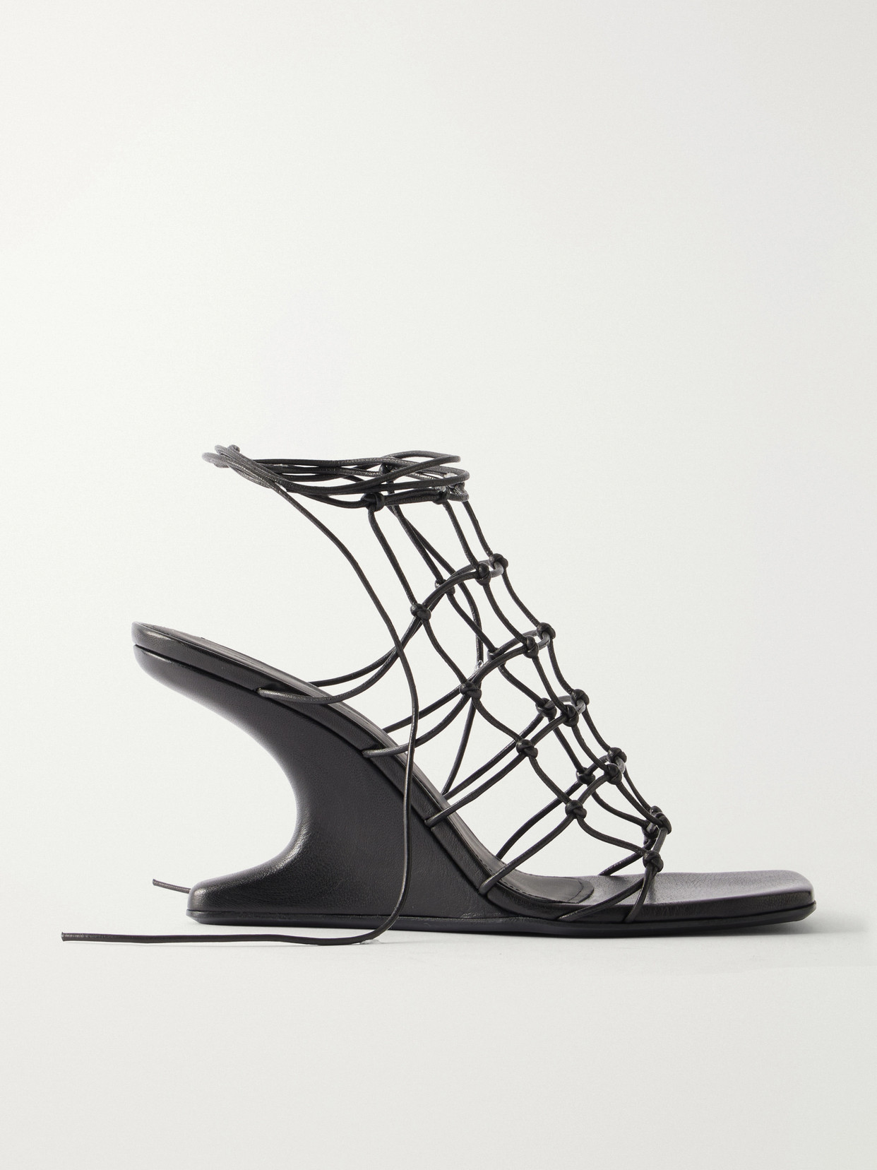 Rick Owens Cantilever 80 Leather Wedge Sandals In Black