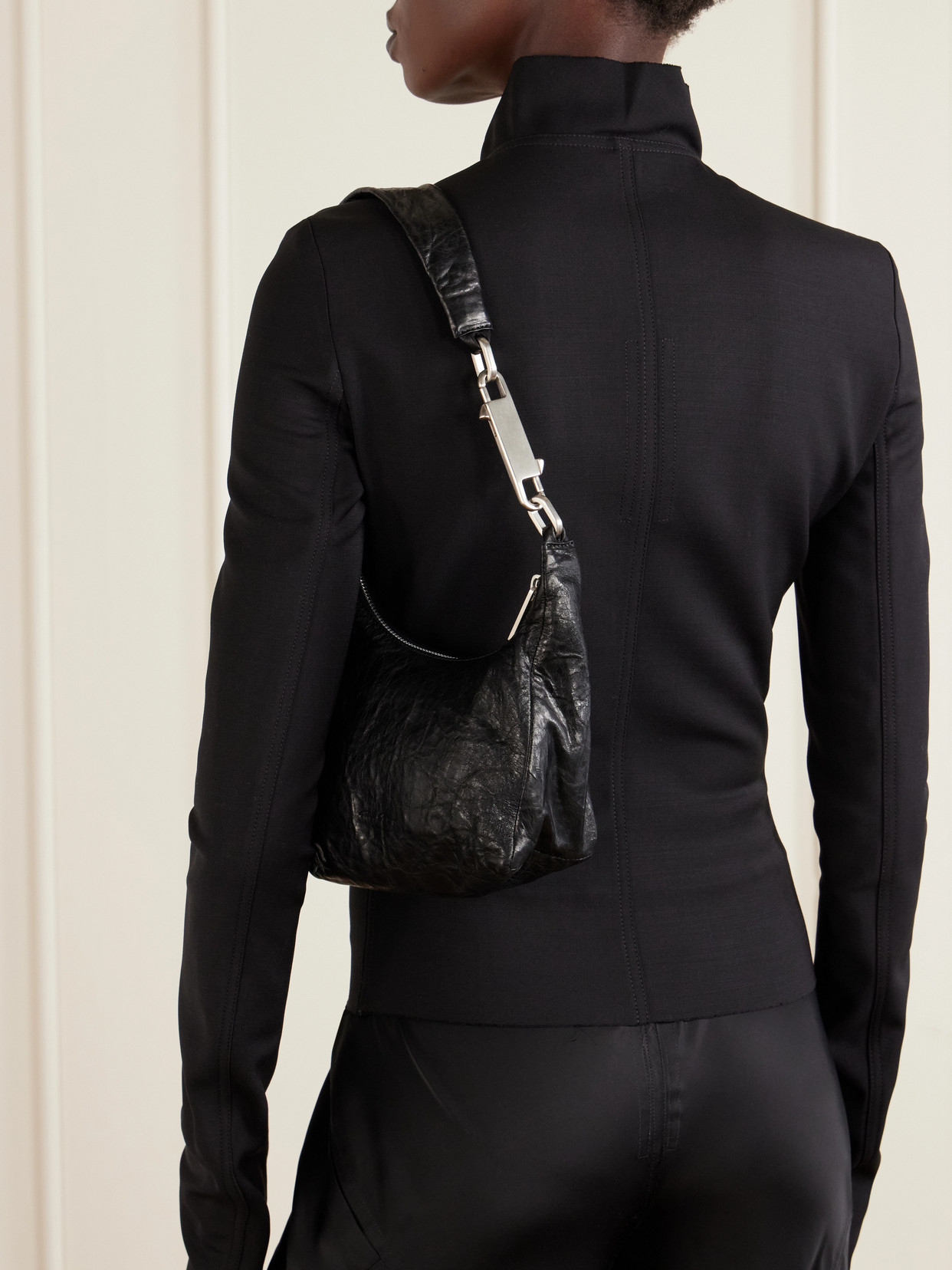Disco Gemini Crinkled-Leather Shoulder Bag