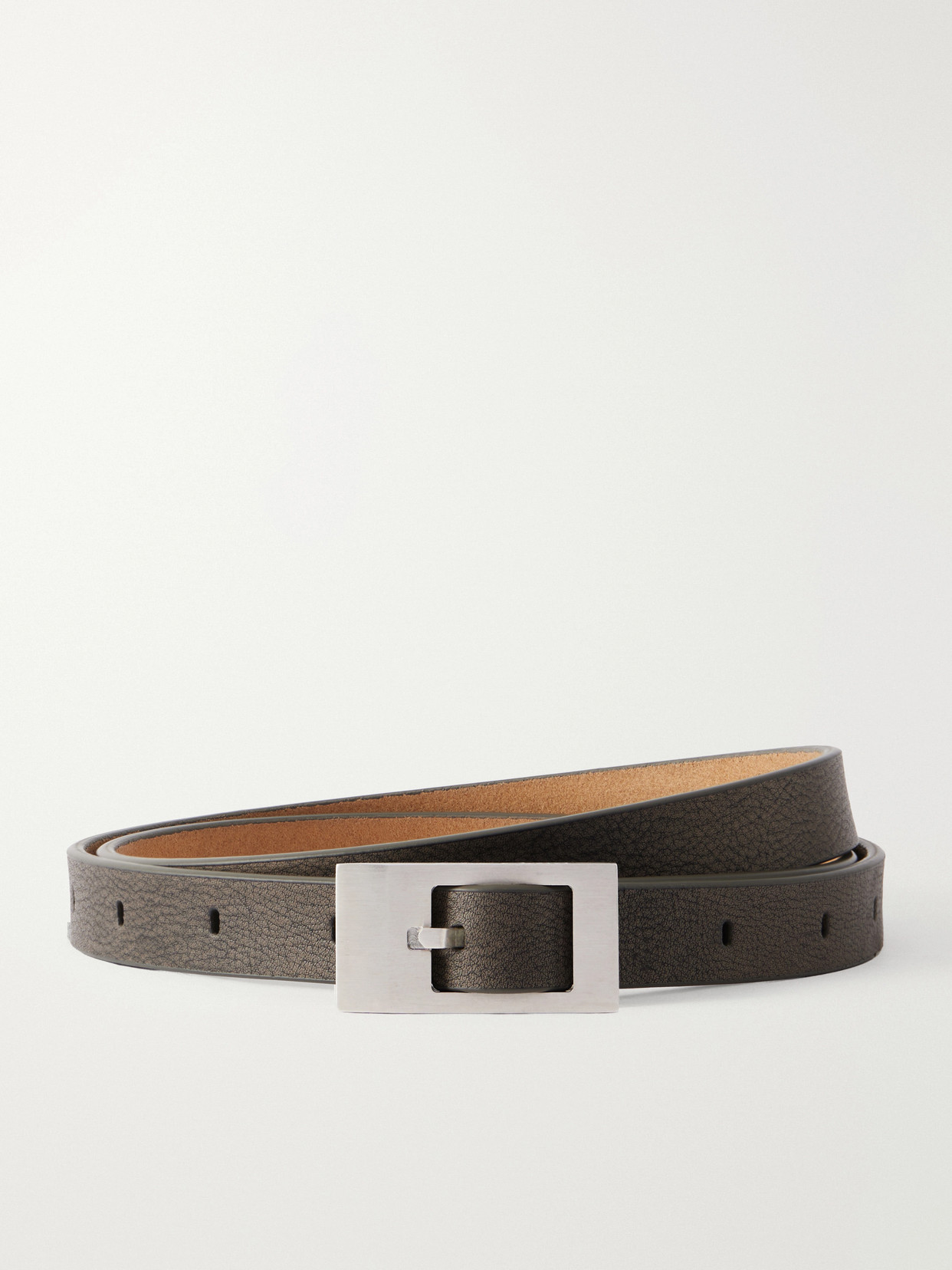 Rick Owens Mini Stooges Leather Belt In Brown