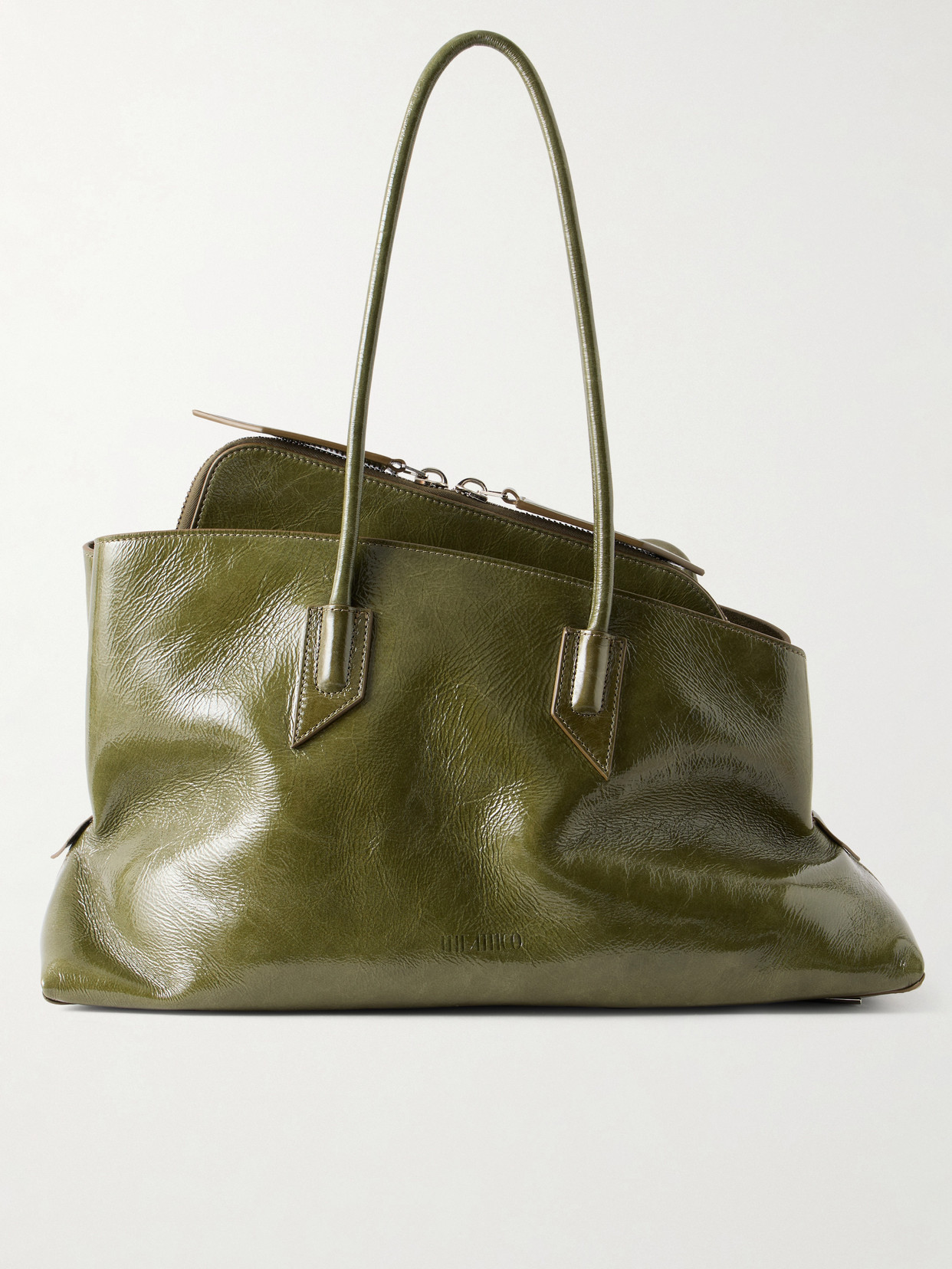 Attico La Passegiata Medium Asymmetric Shoulder Bag In Green