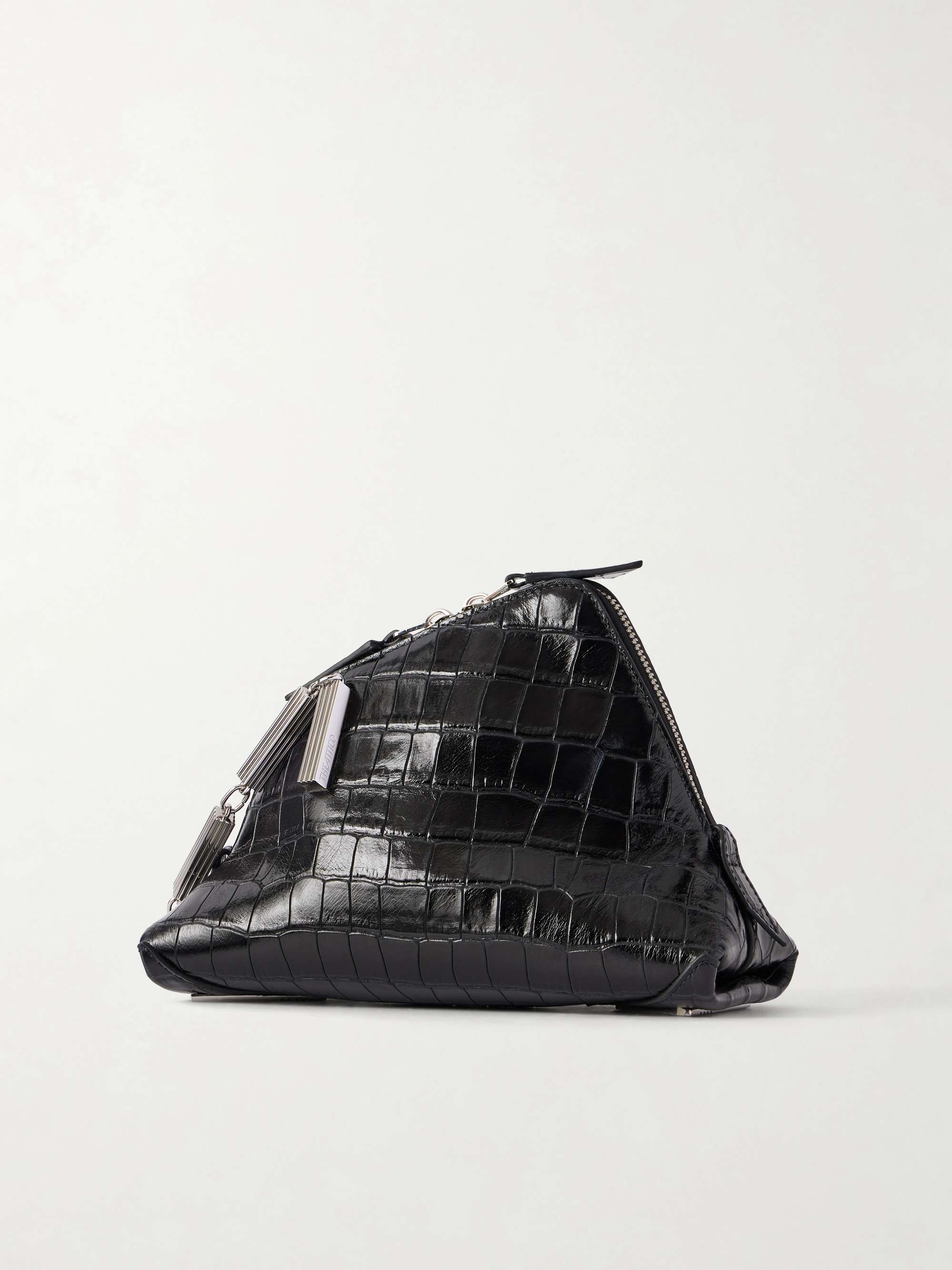 THE ATTICO La Scala asymmetric croc-effect leather clutch | NET-A