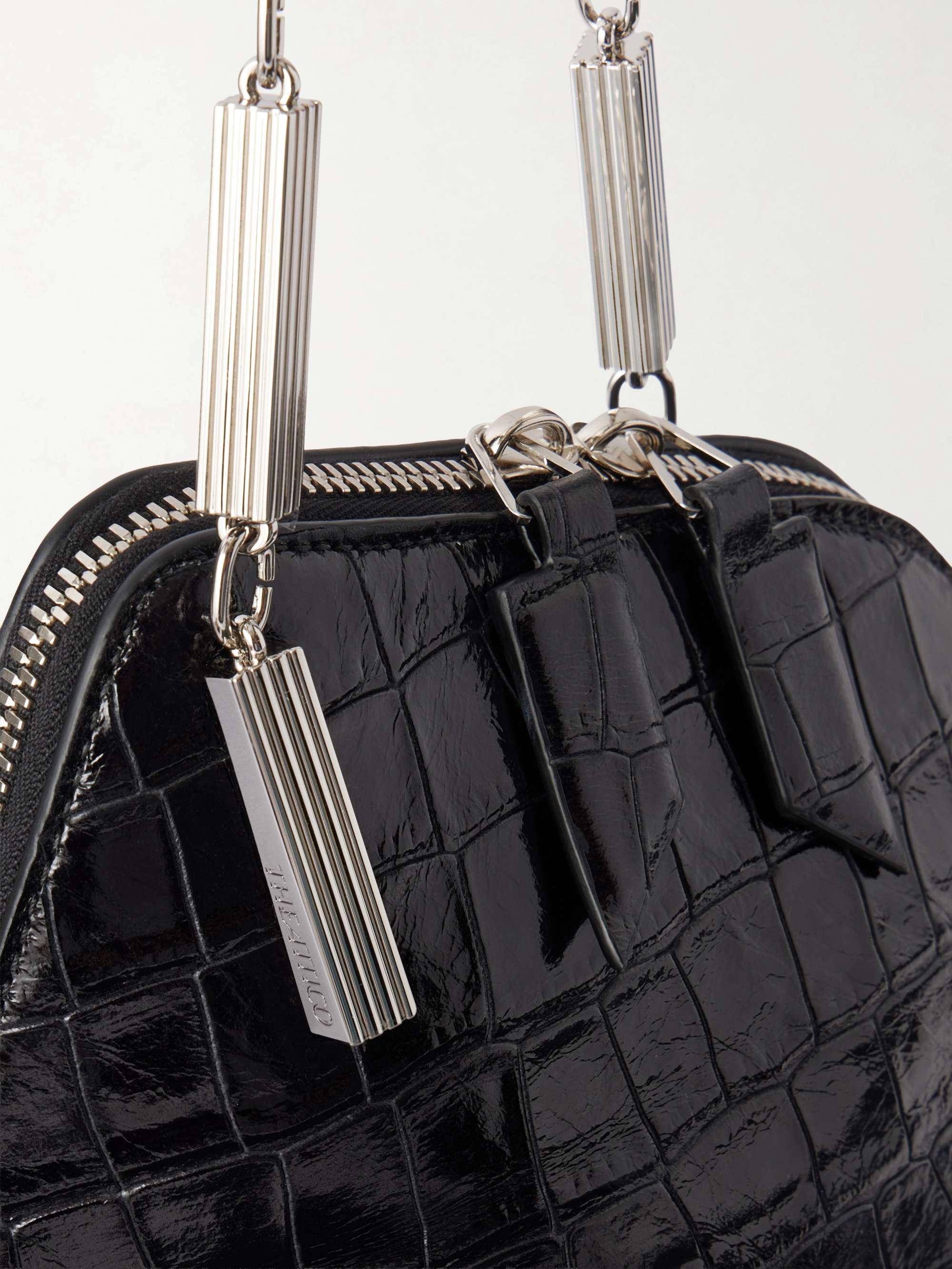 THE ATTICO La Scala asymmetric croc-effect leather clutch | NET-A