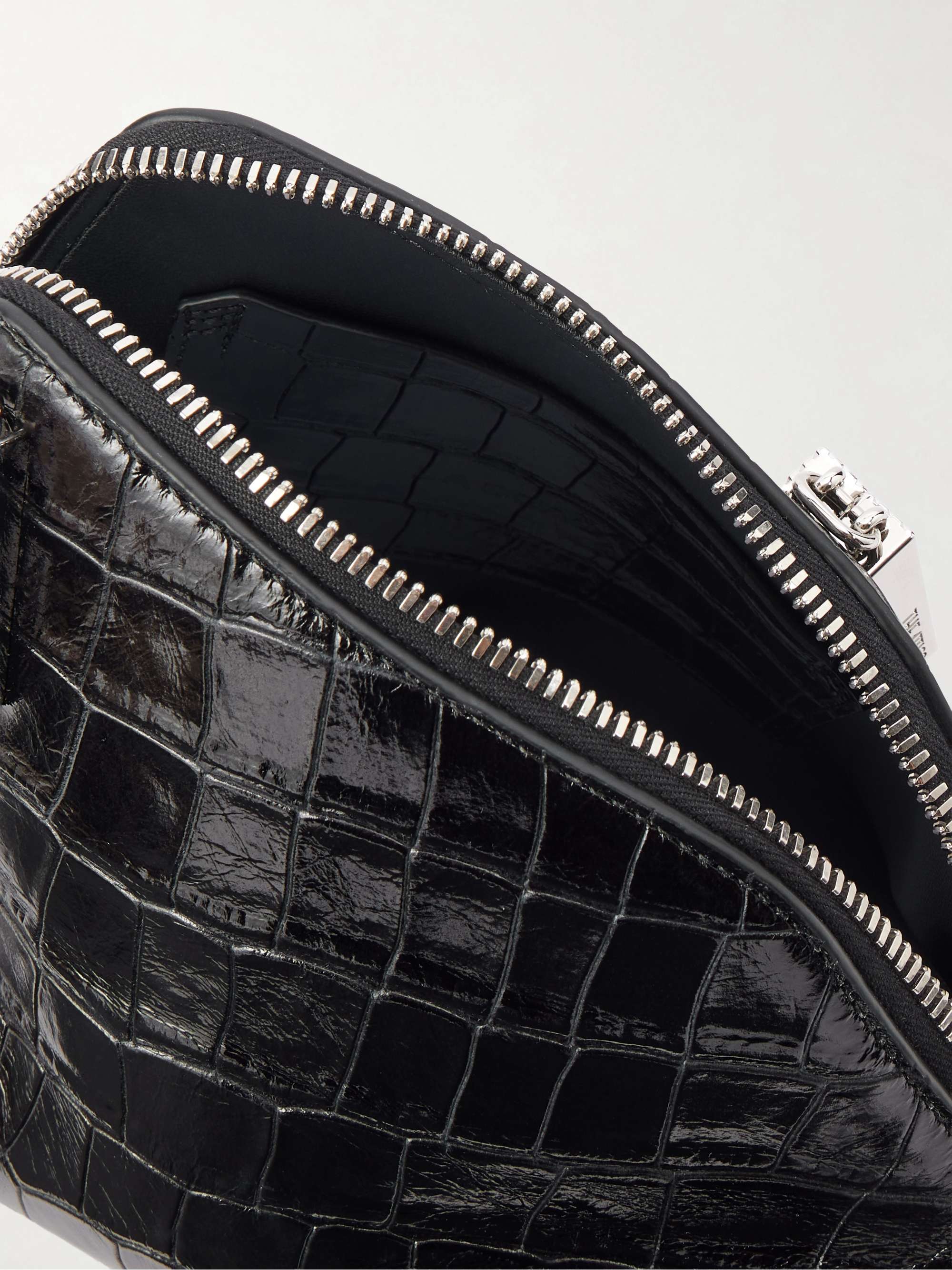 THE ATTICO La Scala asymmetric croc-effect leather clutch | NET-A
