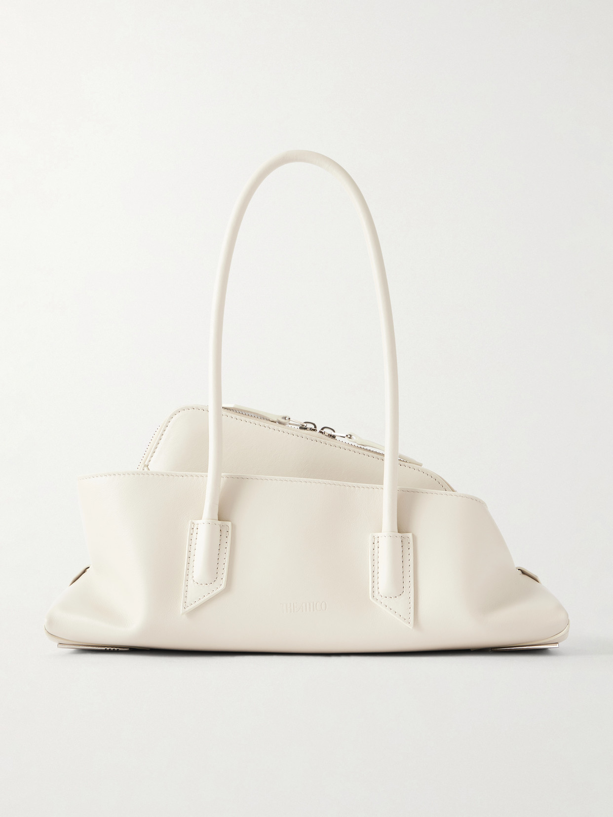 Attico La Passegiata Small Asymmetric Leather Shoulder Bag In White