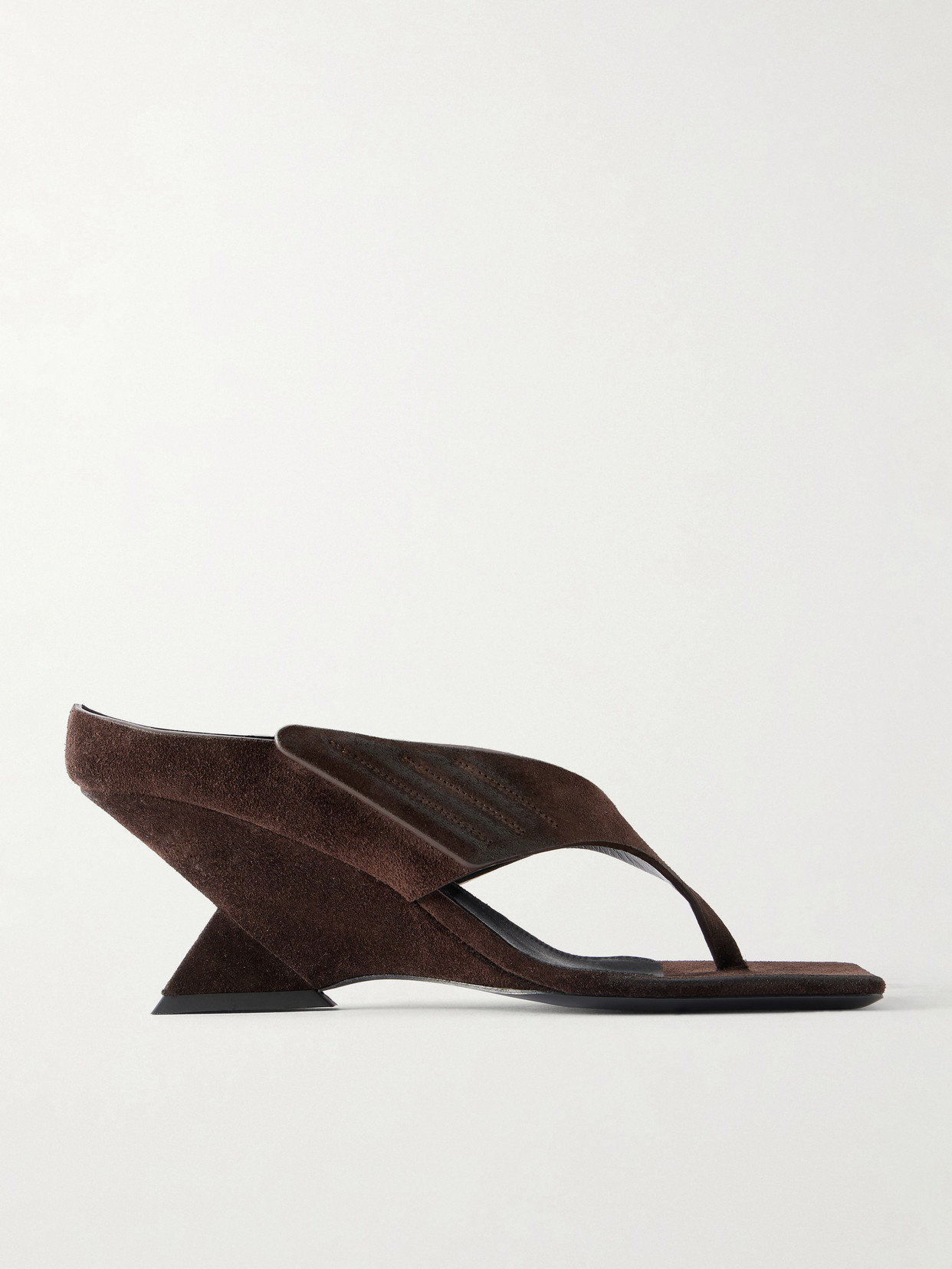 Attico Cheope 65 Suede Wedge Thong Sandals In Black
