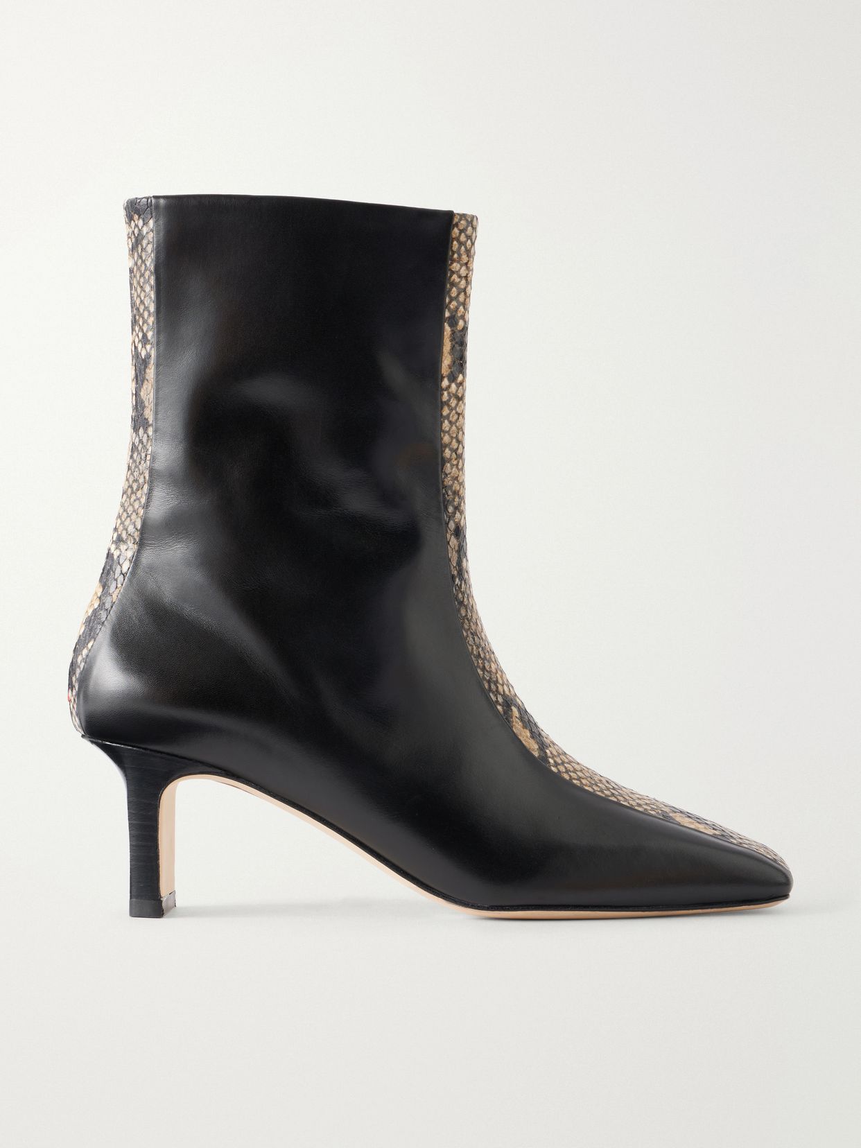 Billie Stripe 55 snake-effect trimmed leather ankle boots