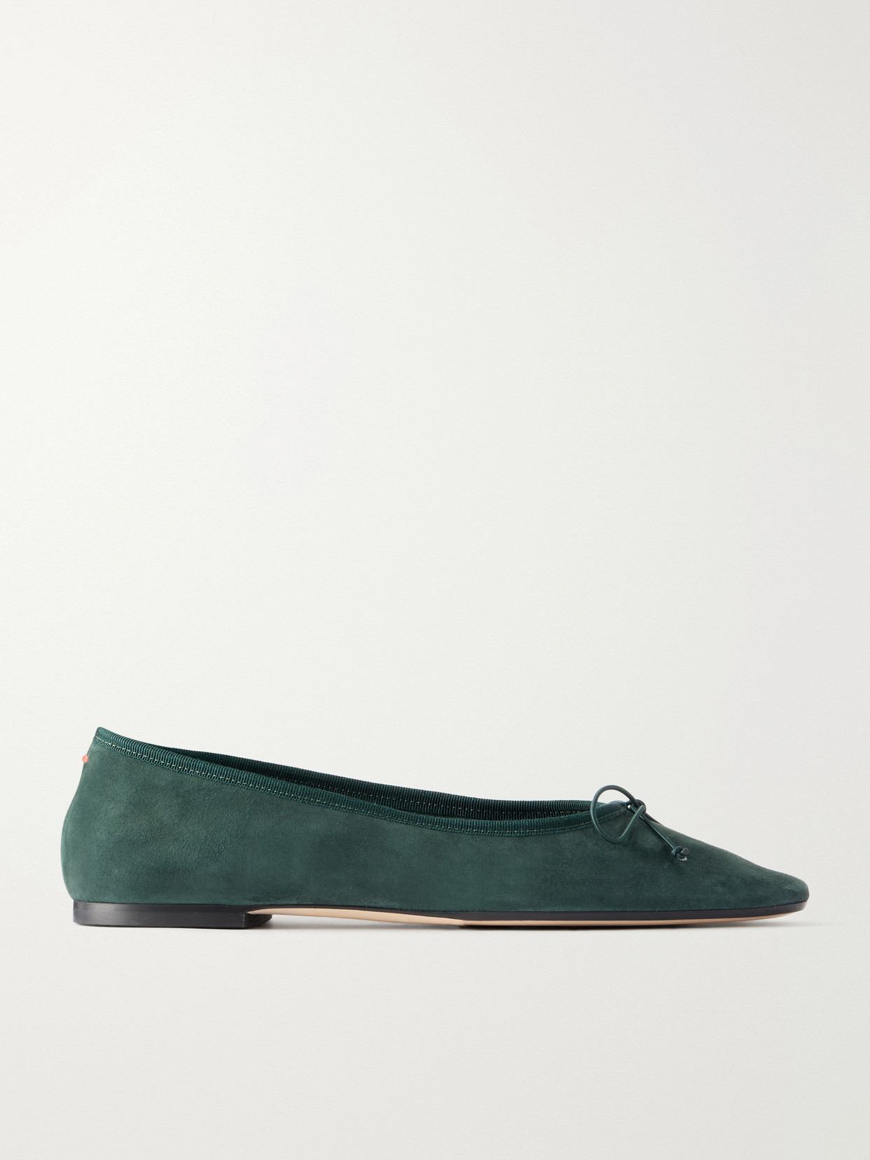 Aeyde Tiby Bow-detail Suede Ballet Flats In Green
