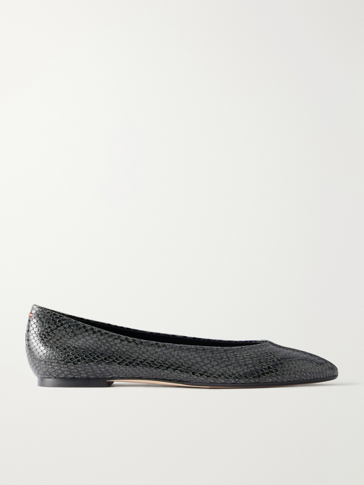 Aeyde Ellie Snake-effect Leather Ballet Flats In Green