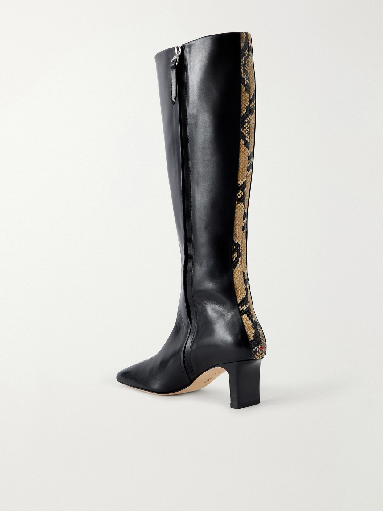 Aeyde Bita 55 Snake-effect Leather Knee-boots In Black