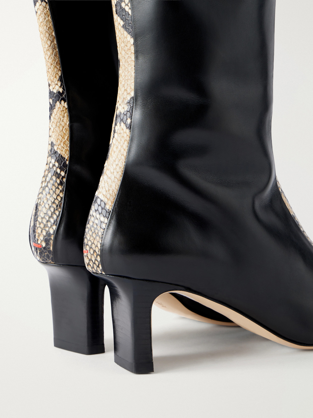 Aeyde Bita 55 Snake-effect Leather Knee-boots In Black
