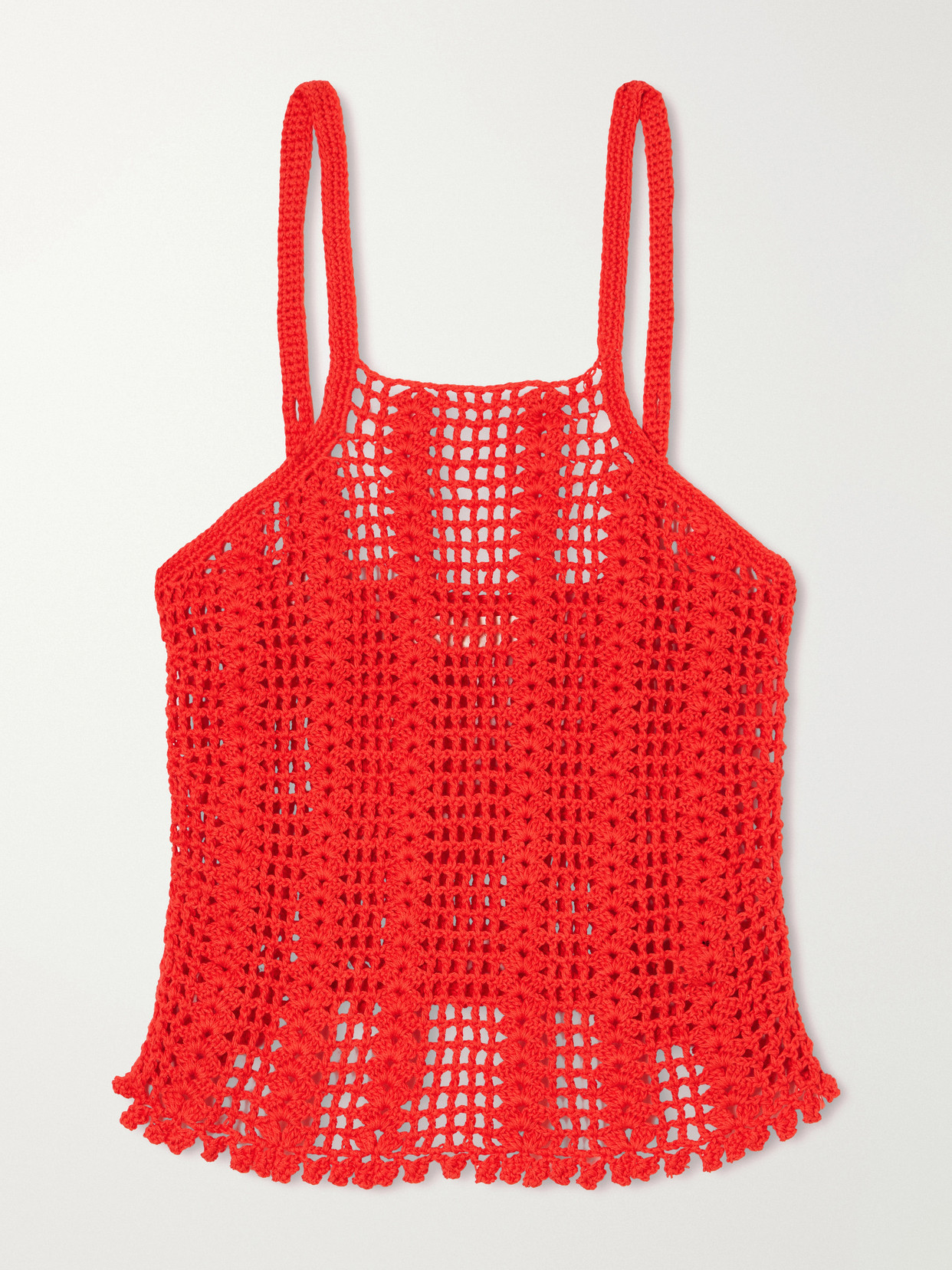 Terry Puesto Tuffo Crocheted Organic-cotton Tank In Red
