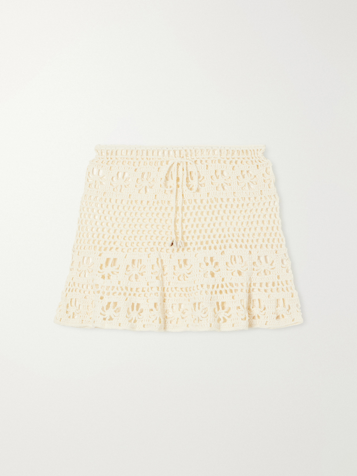 Terry Puesto Bonito Crocheted Organic-cotton Mini Skirt In Neutrals