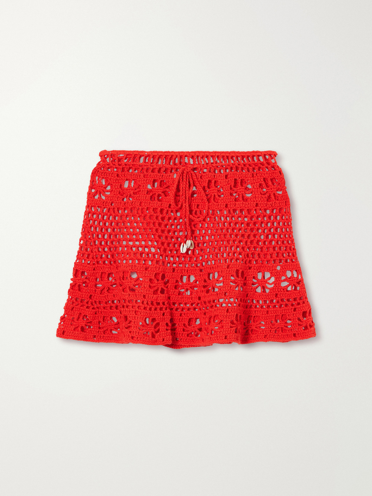 Terry Puesto Bonito Crocheted Organic-cotton Mini Skirt In Red