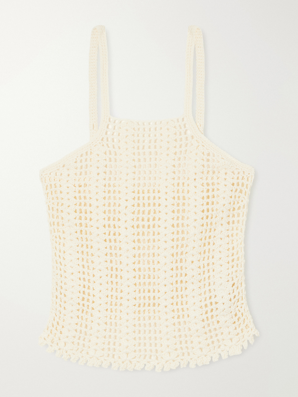 Terry Puesto Tuffo Crochet-knit Organic-cotton Tank In Neutrals