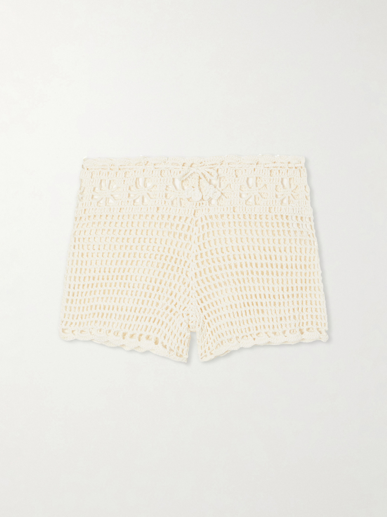 Terry Puesto Lido Crocheted Organic Cotton Shorts In Neutrals