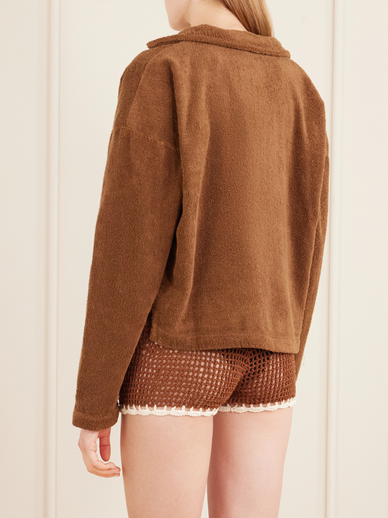 Estate Cropped Organic Cotton-Terry Sweatshirt