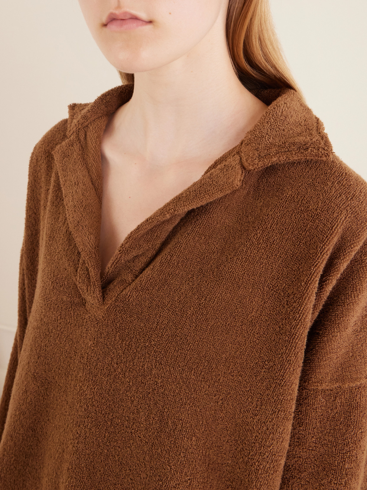 Estate Cropped Organic Cotton-Terry Sweatshirt
