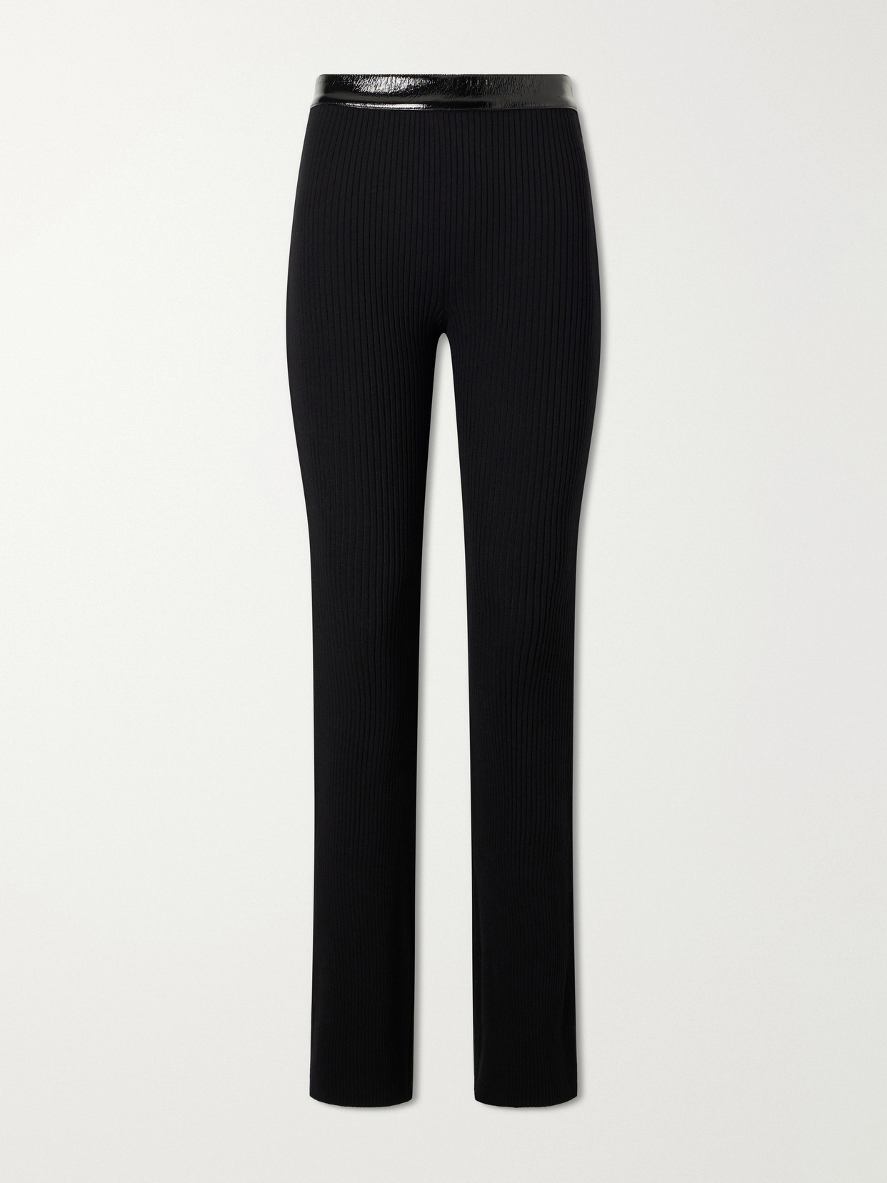 Courrèges Ribbed Flared Vinyl Pants In Black