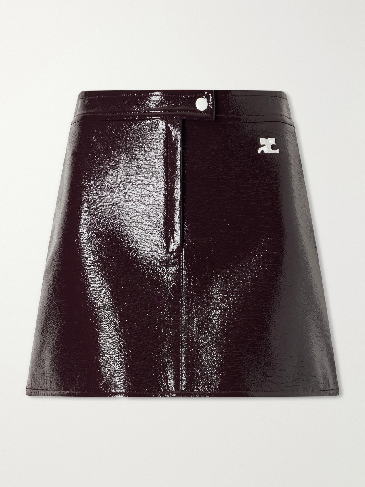 Courrèges Reedition Appliquéd Coated Cotton-blend Mini Skirt In Black