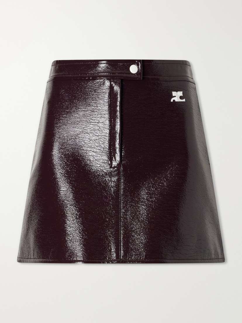 Courreges Reedition Appliquéd Coated Cotton-blend Mini Skirt