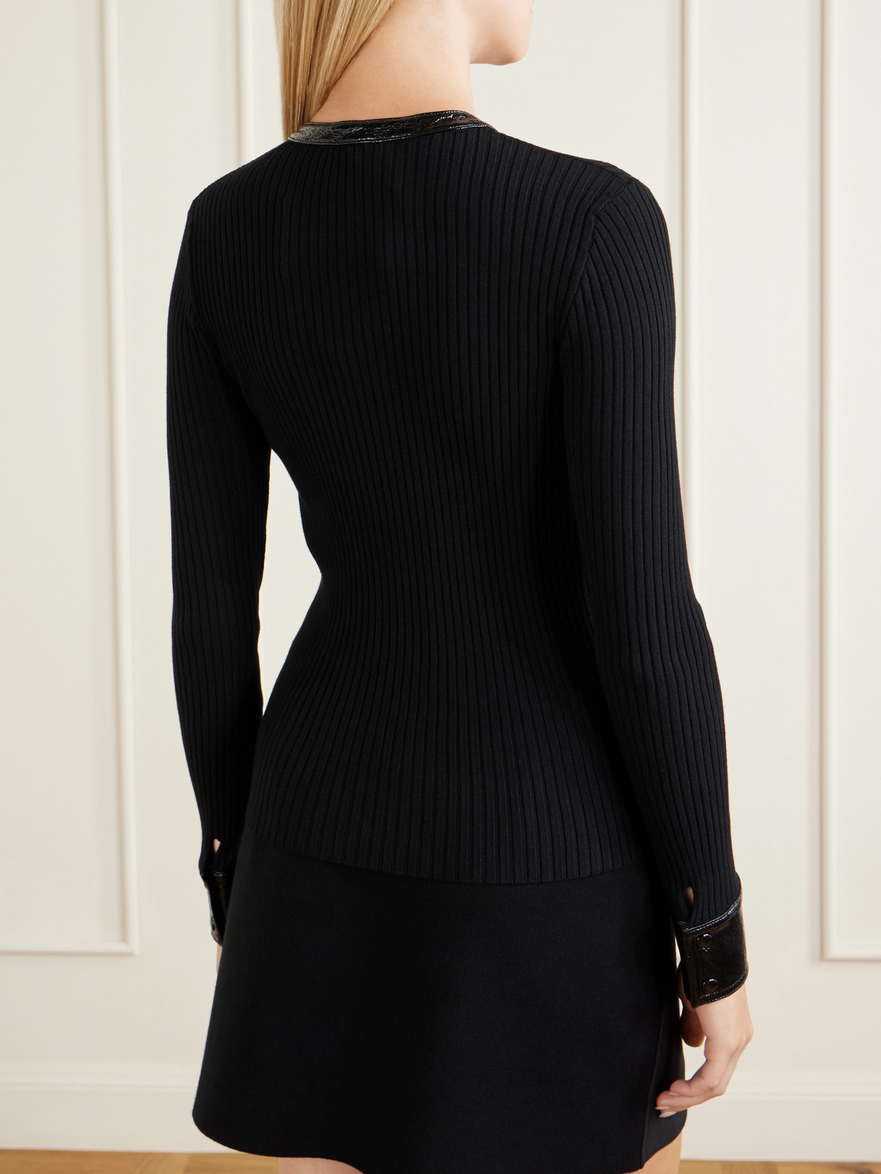 Logo-Embroidered Ribbed-Knit Cardigan