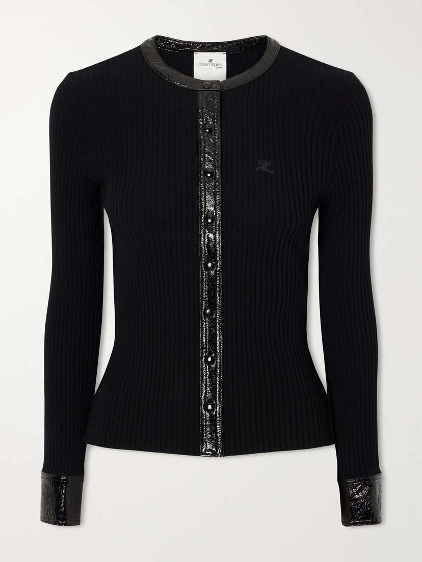 Courreges Logo-embroidered Ribbed-knit Cardigan