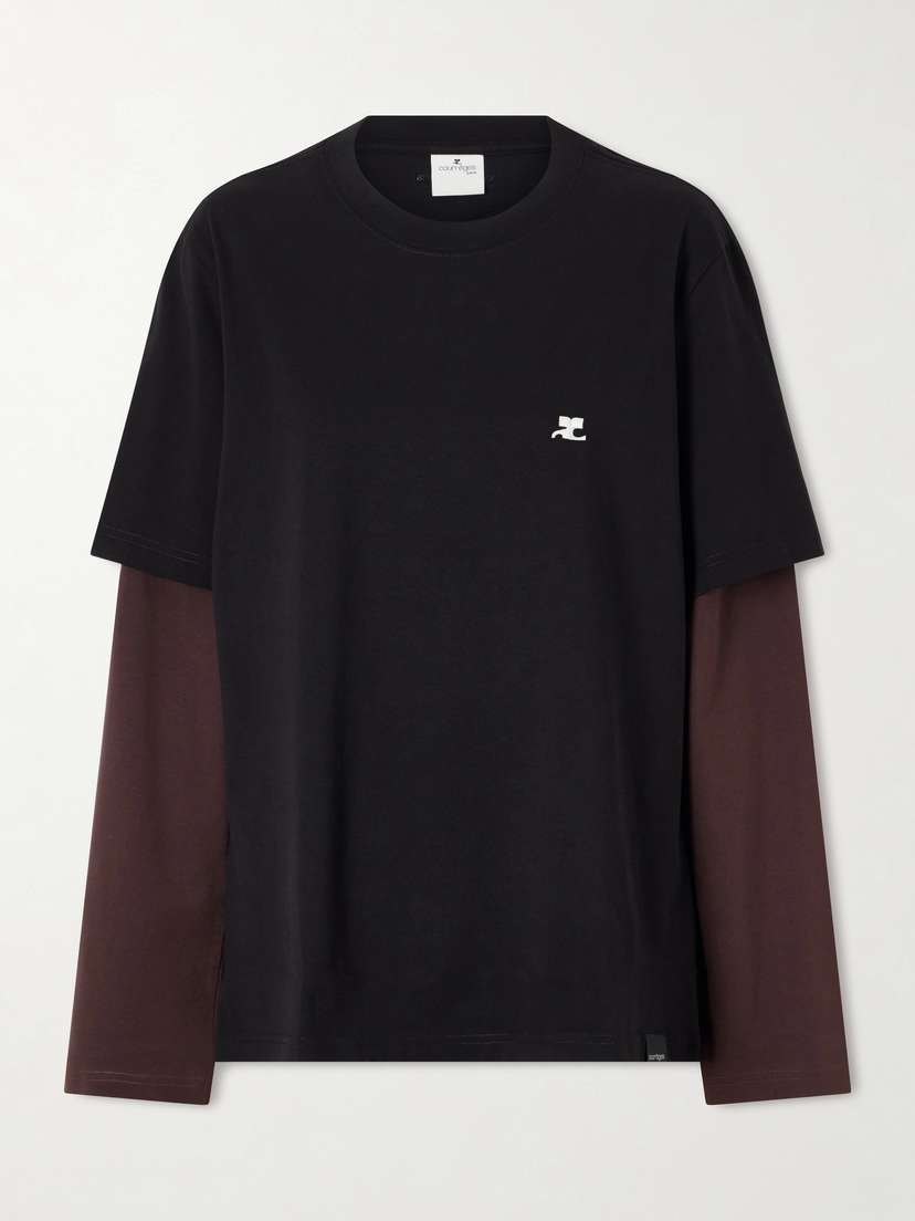 Courreges Logo-embroidered Cotton-jersey T-shirt