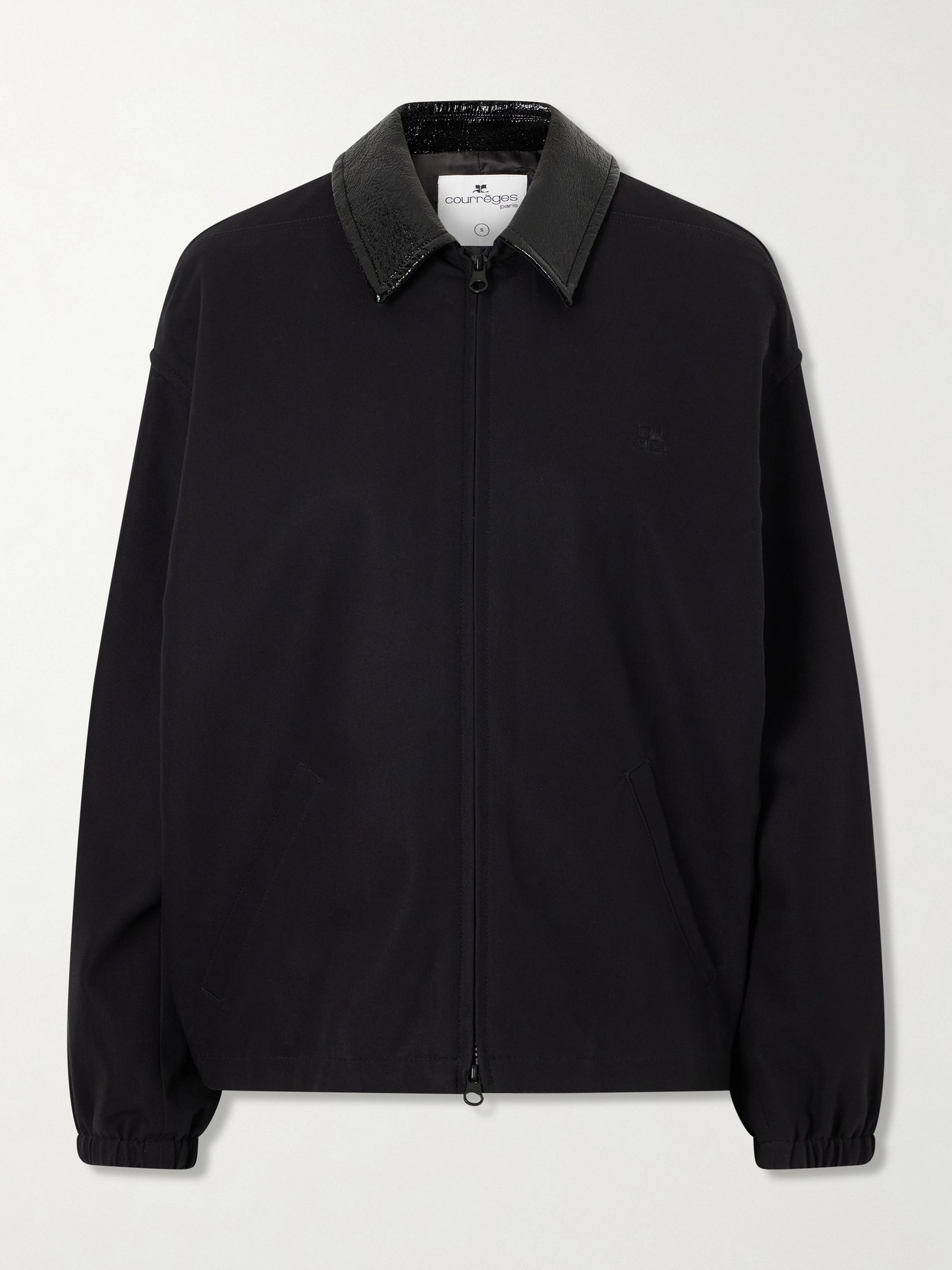 Courrèges Logo-embroidered Cotton Canvas Bomber Jacket In Black