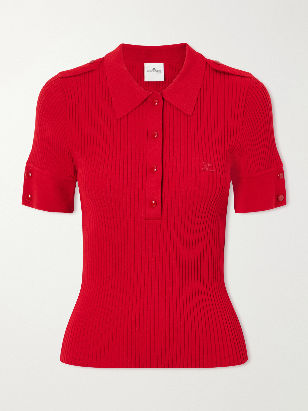 Logo-Embroidered Ribbed-Knit Polo T-Shirt