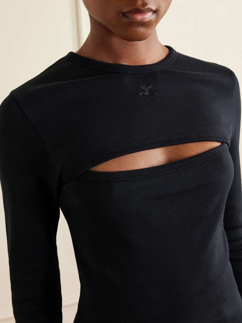 Courreges Slash Logo-embroidered Cut-out Cotton Shirt | Thumbnail 4