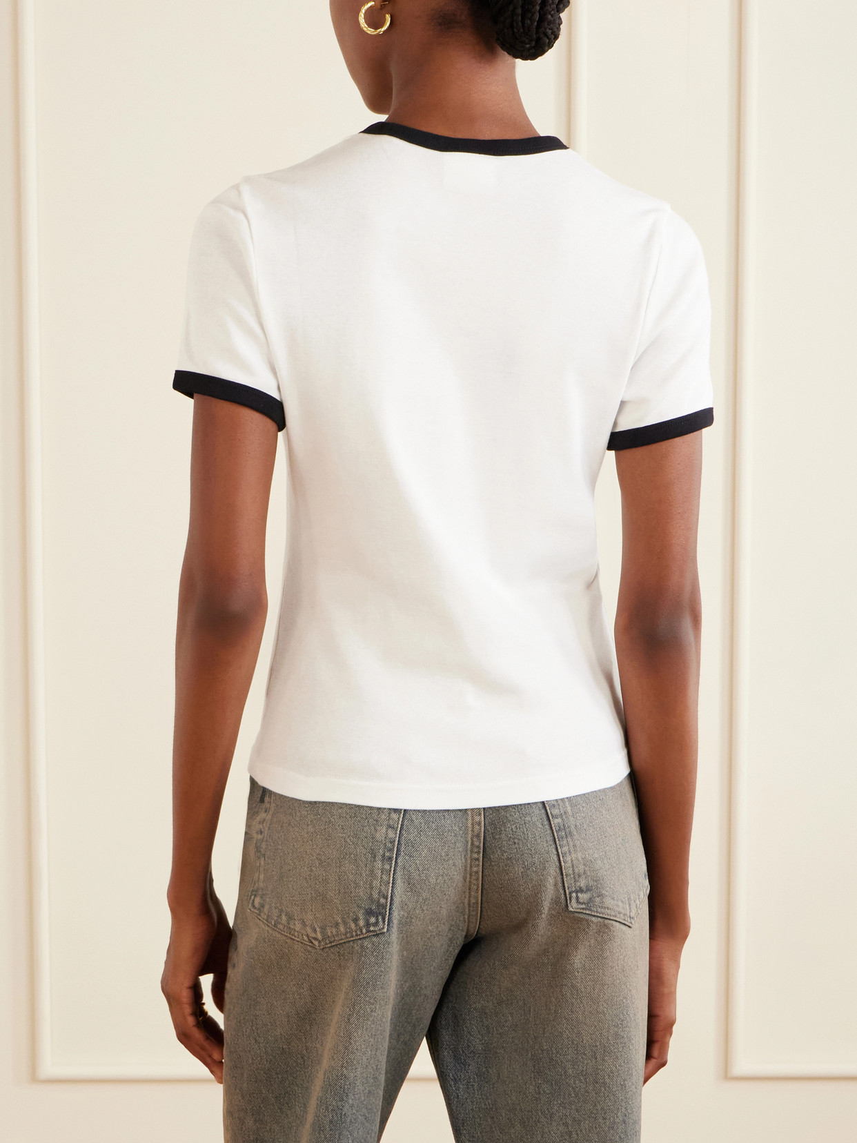 Courrèges Courreges Women Cotton T-shirt With Contrasting Profiles In White