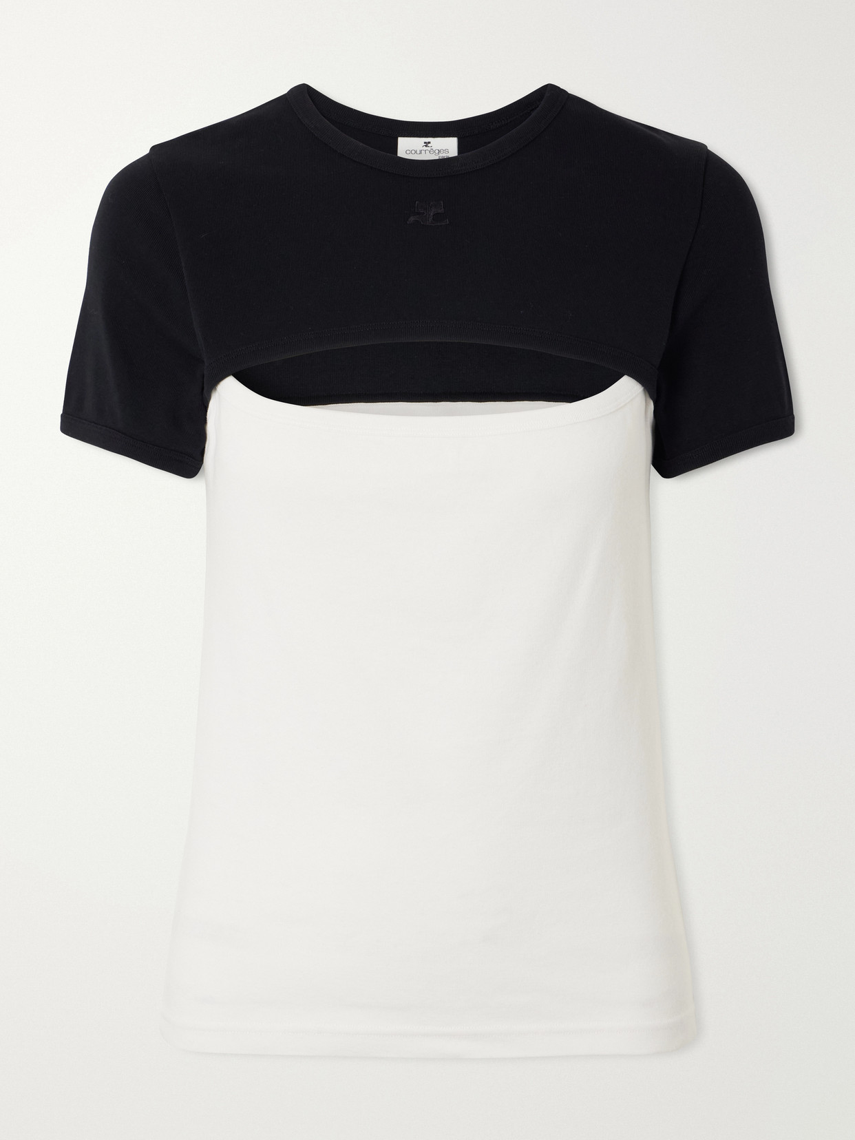 Slash Contrast Logo-Embroidered Cut-Out Cotton T-Shirt