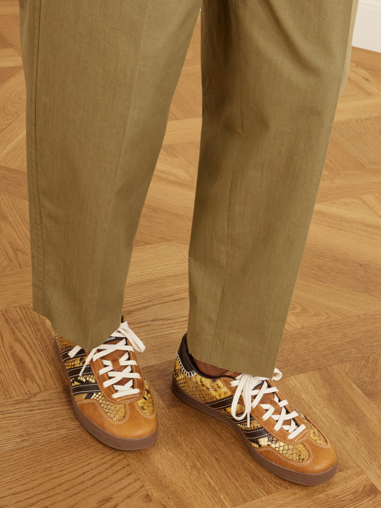 + Wales Bonner Gazelle Snake-Effect Lace-Up Sneakers
