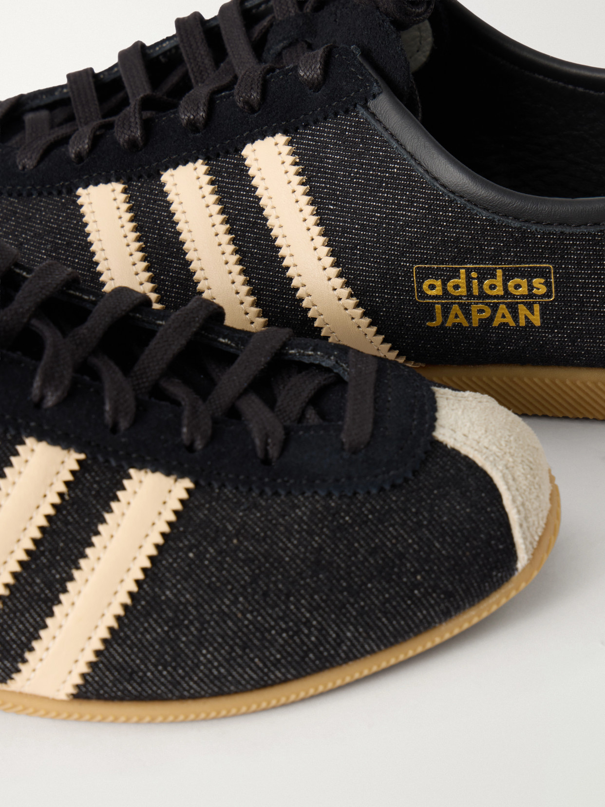 Japan Suede And Leather-Trimmed Denim Sneakers