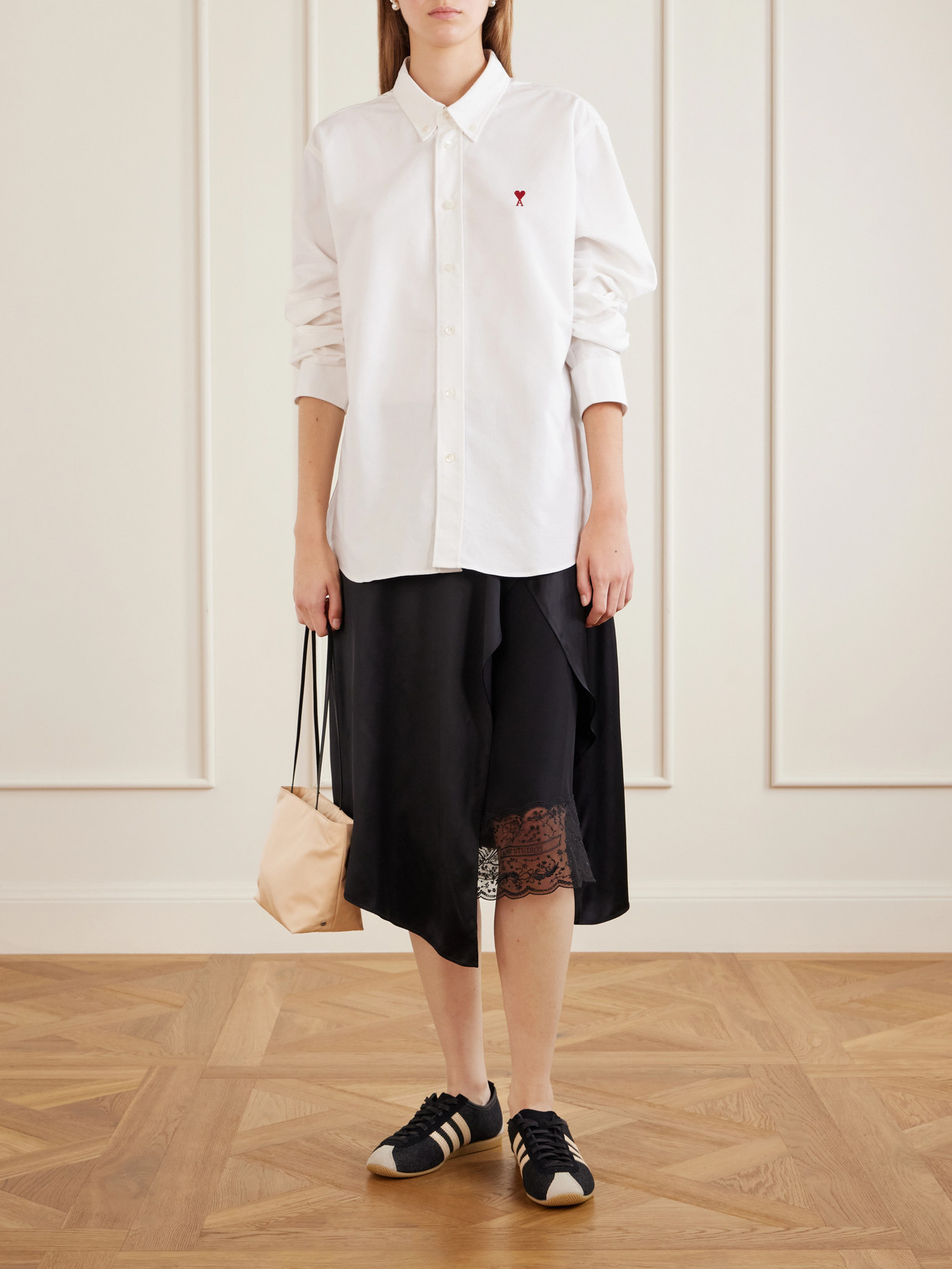 Japan Suede And Leather-Trimmed Denim Sneakers
