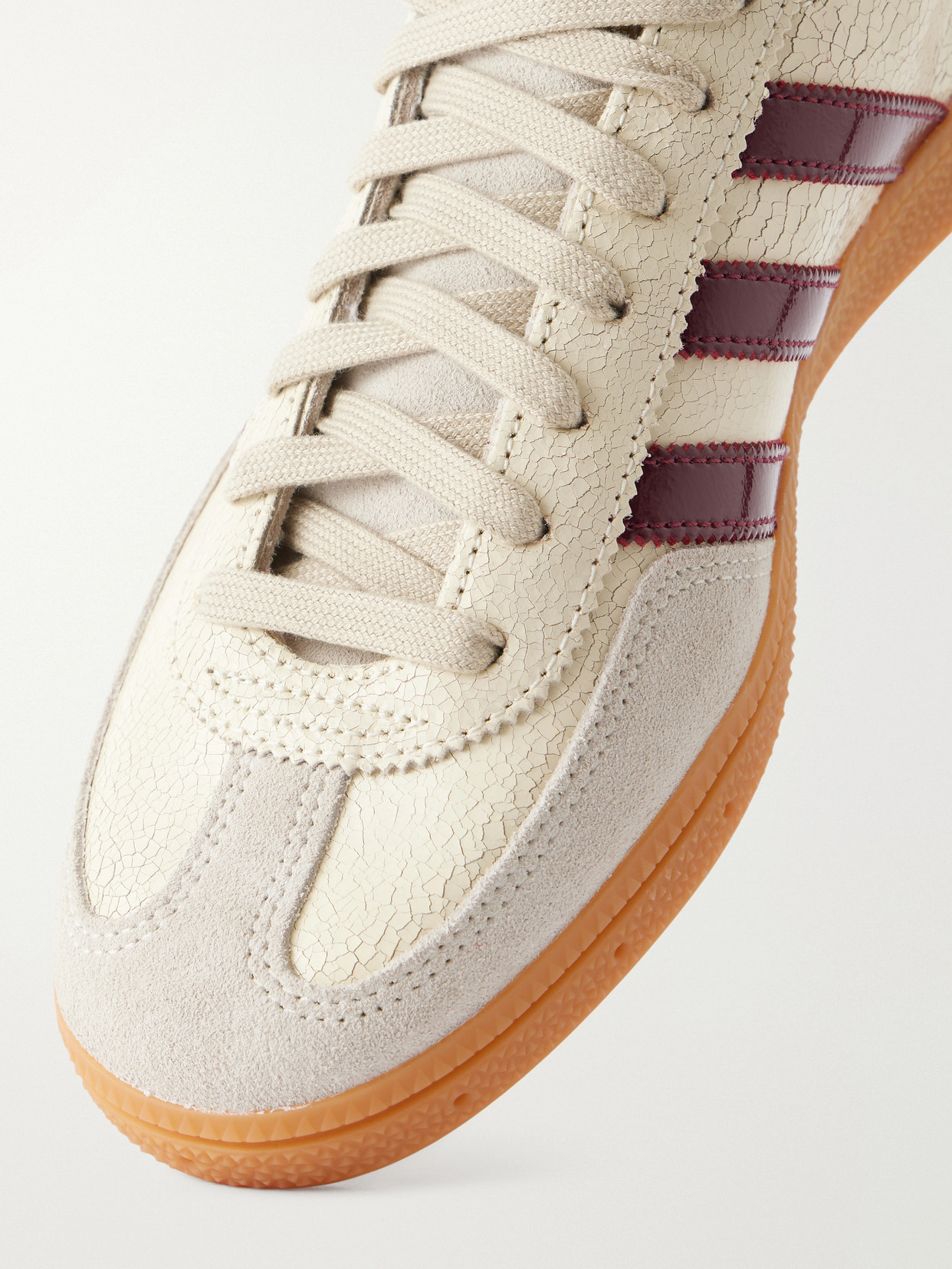 Handball Spezial Suede-Trimmed Crinkled-Leather Sneakers